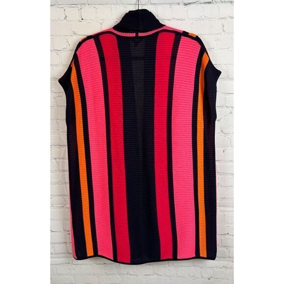 MISOOK black red pink orange knit open front sleeveless cardigan vest S NWOT - Picture 6 of 6